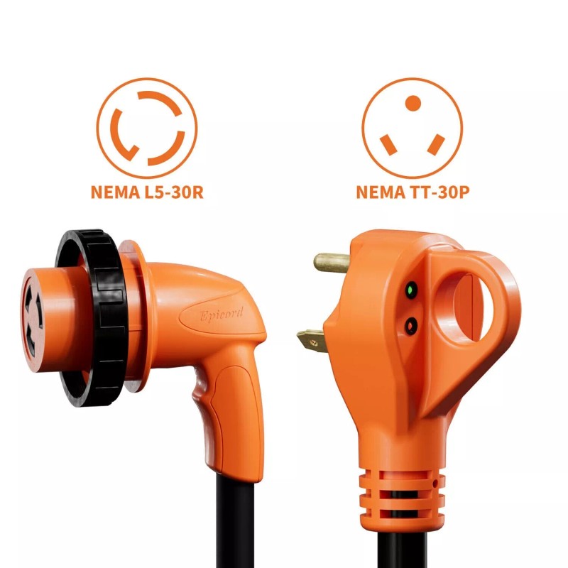 EPICORD 30A 30Ft RV Power Extension Cord, NEMA TT-30P to