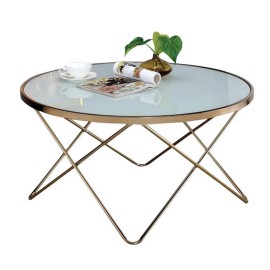 ACME Valora Round Glass Top Coffee Table in White and Gold