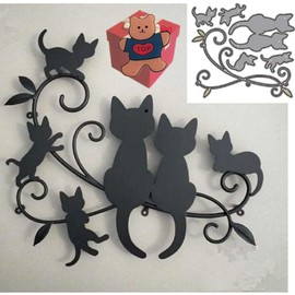 Cat Family Cutting Dies for DIY Scrapbooking Cutting Dies, Embossing, Photos, Crafts, Decorative Paper Cards, Die-Cutting for Card Making Templated+Cute Brooch Pin for Home and Kitchen