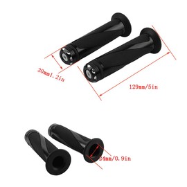 PowerMotor 7/8" 22mm CNC Handlebar Rubber Grips Universal Aluminum Racing Grip Replacement for Motorcycle ATV Dirt Pit Bike Red
