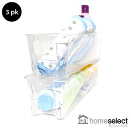 homeselect Freezer and Fridge Storage Bins Organizer, Stackable, Kitchen, Closet, Pantry, Fridge, Freezer, Breastmilk Storage Container, baby pouches, Formula Bottles, Small, 3 Pack