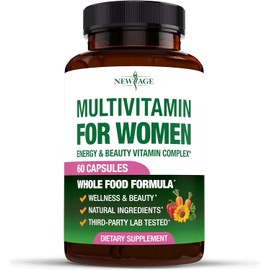 NEW AGE Multivitamin for Women - B-Complex, Whole Foods, Hair Support, Iron - All in1 Womens Multivitamin - Bioavailable & Gentle on Stomach - Made in USA - 60 Count