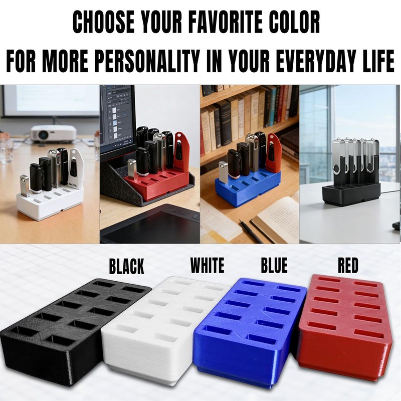TATMOHIK USB Flash Drive Organizer for Desktop, Space-Saving Design Square