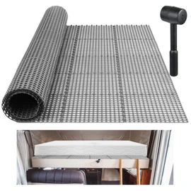 Plactic Mattress Underlay 83" L x 59" with rubber mallet RV Under Mattress Modular Interlocking Ventilation Air Meshfiber Under Mattress Pad for RV Boat Camper Creating The Bed Air Dry and Flow（Queen）