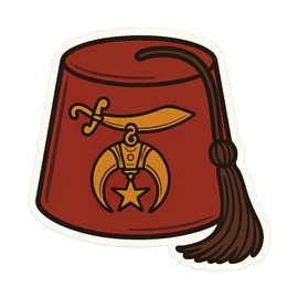 Shriner Fez Sticker - Vintage Masonic Emblem Decal for Cars, Laptops, and More (2.75" x 2.75")