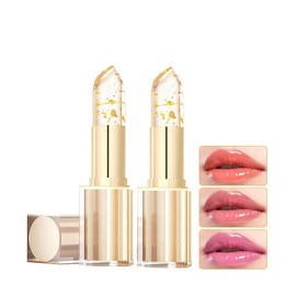 2PCS Color Changing Lipstick-Gold Crystal pH Activated Tint Lip Balm for Women,Long Lasting Nourishing Moisturizing Lip Glow,Hydrating Non-sticky Fresh Texture Mood,Vivid Color