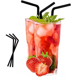 SYLVA x100 Black Sugarcane Straws, Planet Safe Sturdy Drinking Straws for Hot & Cold Beverages, Perfect for Events,100 Pack Everyday Use | Made from Natural Sugarcane Fiber | Sleek Black Bend Straws