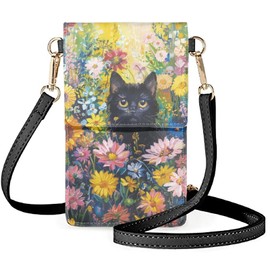 AZULCUSTO Cute Black Cat Small Sling Crossbody Bags for Women Adults Adjustable Strap Dustproof Hands-Free Travel Bags Cross Body Fanny Pack for Park,Hiking,Running,Climbing