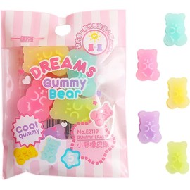5Pcs Colorful Gummy Bear Erasers, Interactive Animal Cartoon Design, School Stationery Drawing Supplies