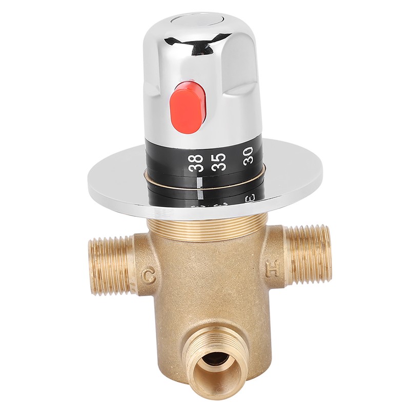 G1/2in 3 Way Brass Thermostatic Mixing Valve Faucet Temperature Mixer
