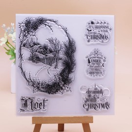 Lily Craft Craft 1pc Dreaming of a White Christmas Vintage Village Castle Clear Stamps for Card Making Decoration and DIY Scrapbooking