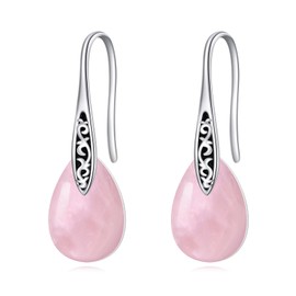 POPLYKE Dangle Earrings for Women Sterling Silver Vintage Teardrop January Drop Earrings Birthday Jewellery Gifts for Her, Sterling Silver