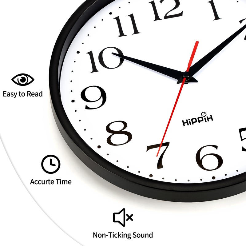 HIPPIH 2 Pack Silent Wall Clock, 10 Inch Non Ticking