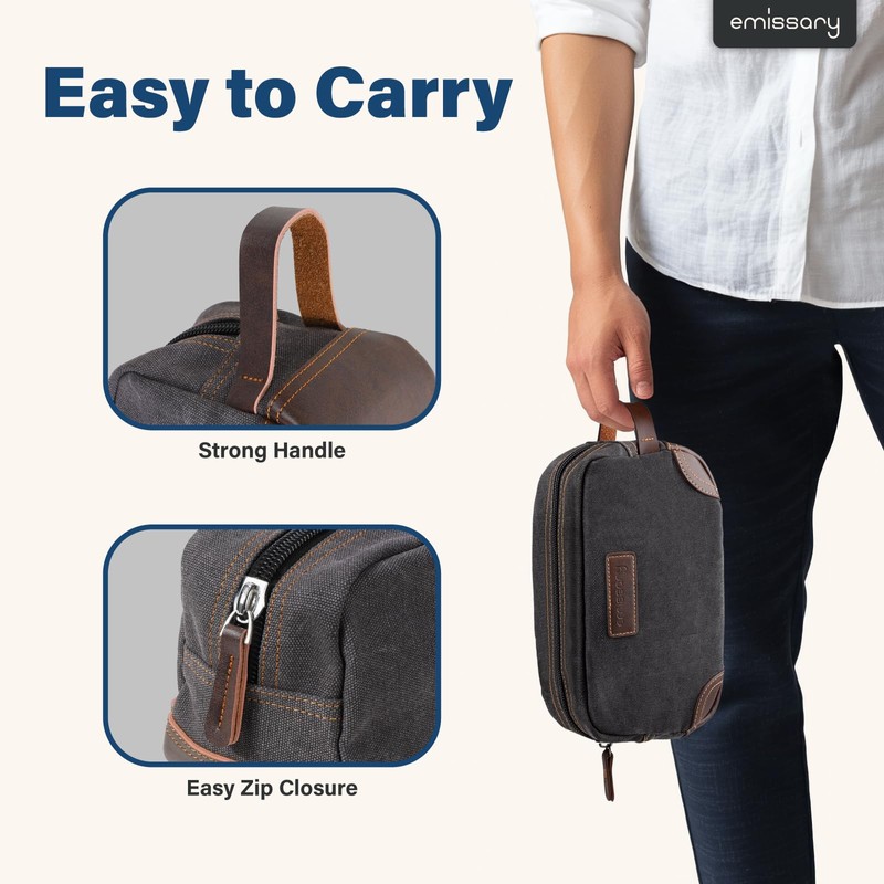 emissary Toiletry Bag for Men, Canvas Travel Toiletry Bag Men's