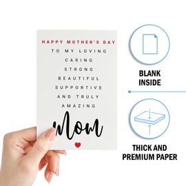 9CLEVER Happy Mother's Day Card - Mother Day Cards Funny From Son Daughter Kids Grandchild Husband, Mother Birthday Greeting Card with Red Envelope for Mom Stepmom Aunt Grandma Women