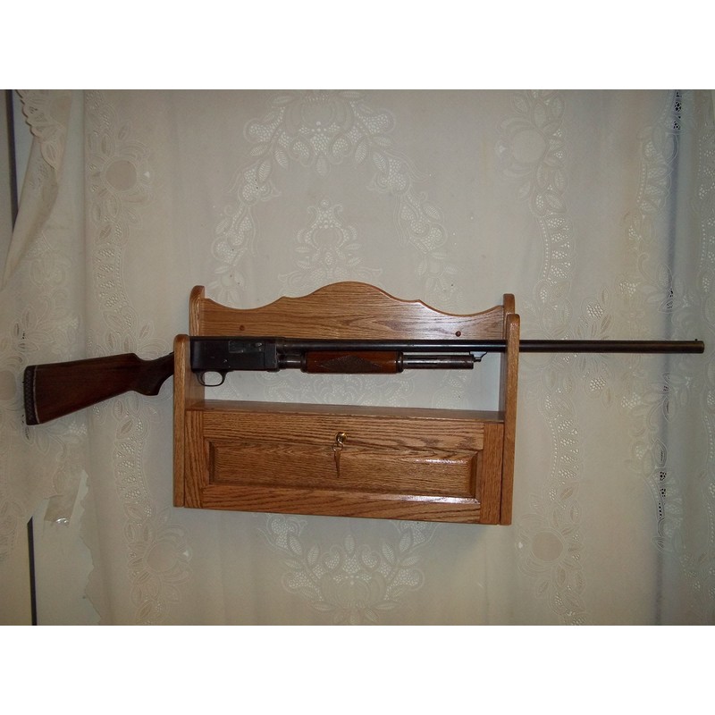handmade 1 Gun Rack with Locking Storage Compartment ~ Golden