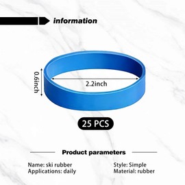 YSJCHEBS Pack of 25 Ski Bindings, Ski Accessories, Elastic Rubber Binding Straps, Ski Brake Straps