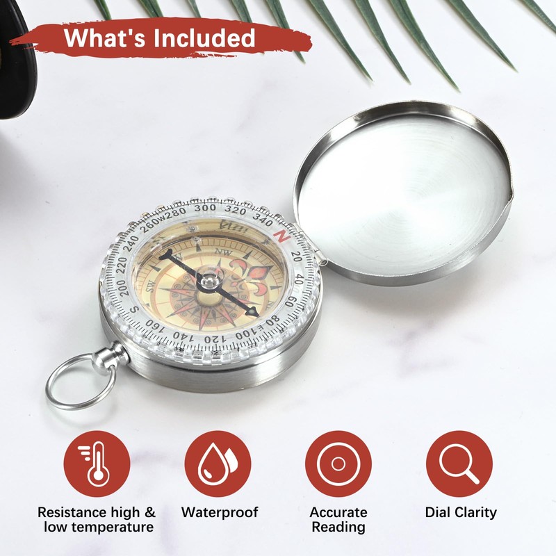 TIXIPEM Camping Survival Compass [1PCS] - Copper Clamshell Classic Pocket