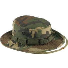 Woodland Camouflage Army Vintage Boonie Hat 5900 Size 7 3/4
