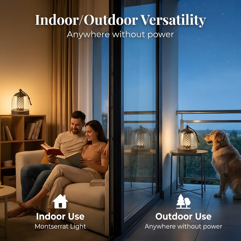 Battery operated lamp,Camping Rechargeable Lantern for Power Outages Essentials,Cordless Outdoor