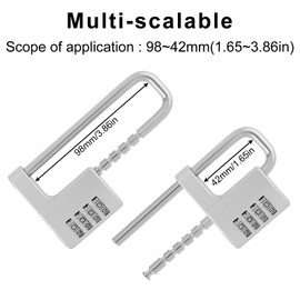 HOJLKLD Cabinet Lock, 4 Digit Combination Padlock, Stainless Steel Gym Locker Lock Code Long Adjustable Shackle Lock for Outdoor, School, Sports lockers, Fence, Gate (Silver)