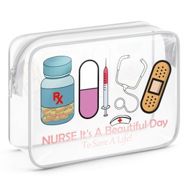New Nurse Gifts for Women Clear Makeup Bag with Zipper Nurse Practitioner Graduation Gifts for Her Nurse Appreciation Gifts for Employees Cosmetic Travel Bag Organizer Thank You Gifts for Nurse