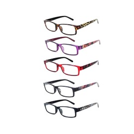 Reader Republic 5 Pack of Women's Reading Glasses Readers with Comfort Spring Hinge and Scratch Resistant Lens, (Contemporary, 1.5 Diopters)