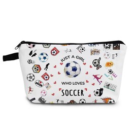 YULUENZE Just Love Soccer Makeup Bag Soccer Gifts Soccer Makeup Organizer Bag Travel Toiletry Pouch with Zipper Soccer Gifts Cosmetic Bag for Women Soccer Lovers Fans