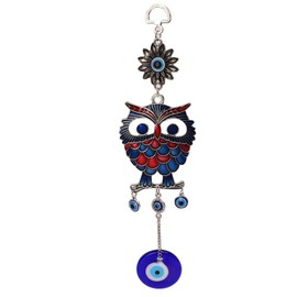 9.3in Blue Evil Eye Owl Pendant Decoration Protection Blessing Lightweight Owl Charm Amulet for Home Car Office