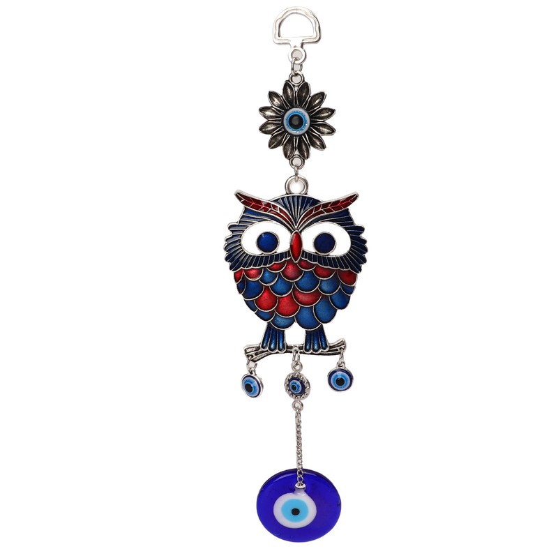 9.3in Blue Evil Eye Owl Pendant Decoration Protection Blessing Lightweight