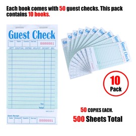 Giyofom Guest Checks Book 10Pack,Server Note Pads,Waitress Accessory Wiring Pads,Restaurant Supplies Order Pads 500 Count Total