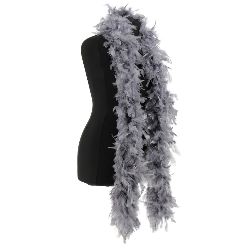 Luxury Dark Silver Grey Feather Boa – 80g -180cm