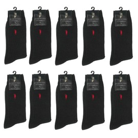 Western Polo Texas Men's Socks, Set of 10, Business, Casual, Sports, Rib Socks, Black x 10 pairs