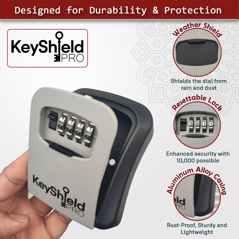 KeyShield PRO Wall-Mounted Key Lock Box – 4-Digit Combination, Weatherproof