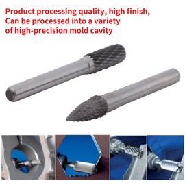 5 piezas de fresas de acero de tungsteno, kit de brocas de corte rotativo con vástago de 6 mm, vástago de cabeza de 10 mm, herramienta para trabajar el metal para amoladora de brocas rotativas