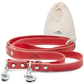 FREUDENTIER Amstelpark Collection Leather Dog Lead in Spicy Red, Adjustable Lead, Robust & Stylish, Made in Holland (Red, 25 mm Width)