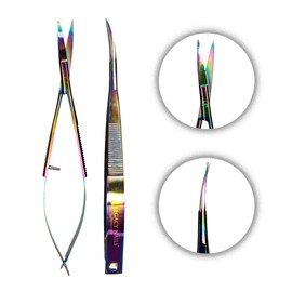Legacy Nails Professional MULTICOLOR RUSSIAN MANICURE CUTICLE SCISSOR in Stainless Steel - Ideal for russian manicure - Trims excess of cuticle - Curved-and-sharp - Squeeze-handle
