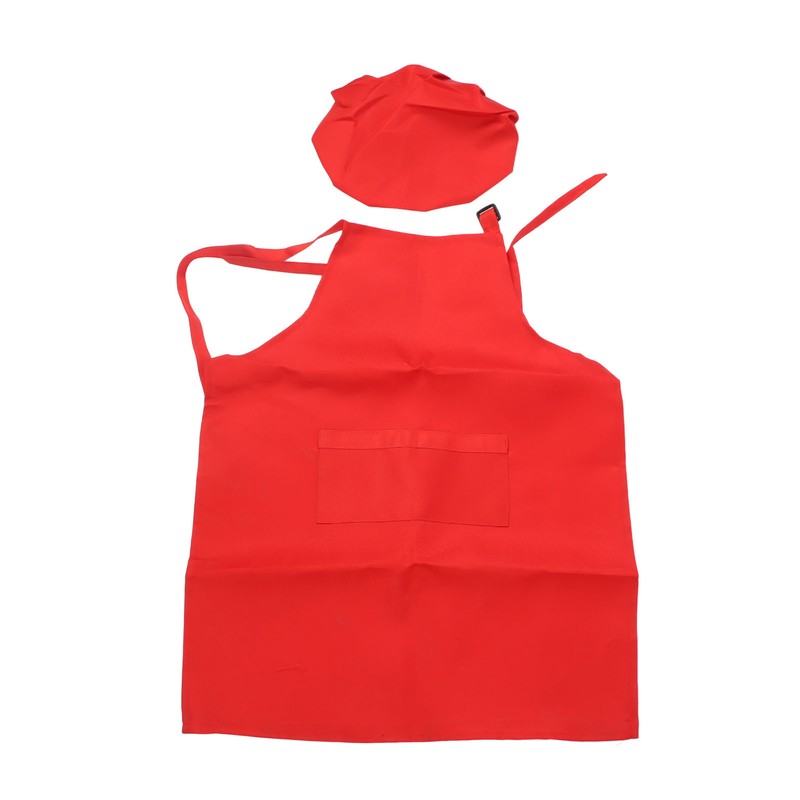 3 Set Kids Apron and Chef Hat Red Black White