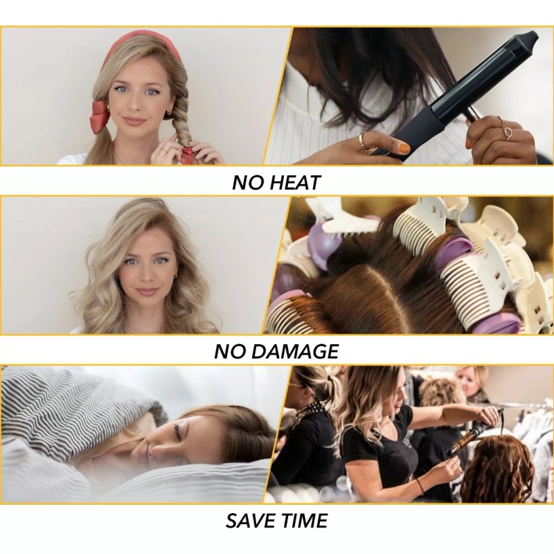 Dokpav 2 Curly Ondas En Cabello Rizos Sin Calor Tubo