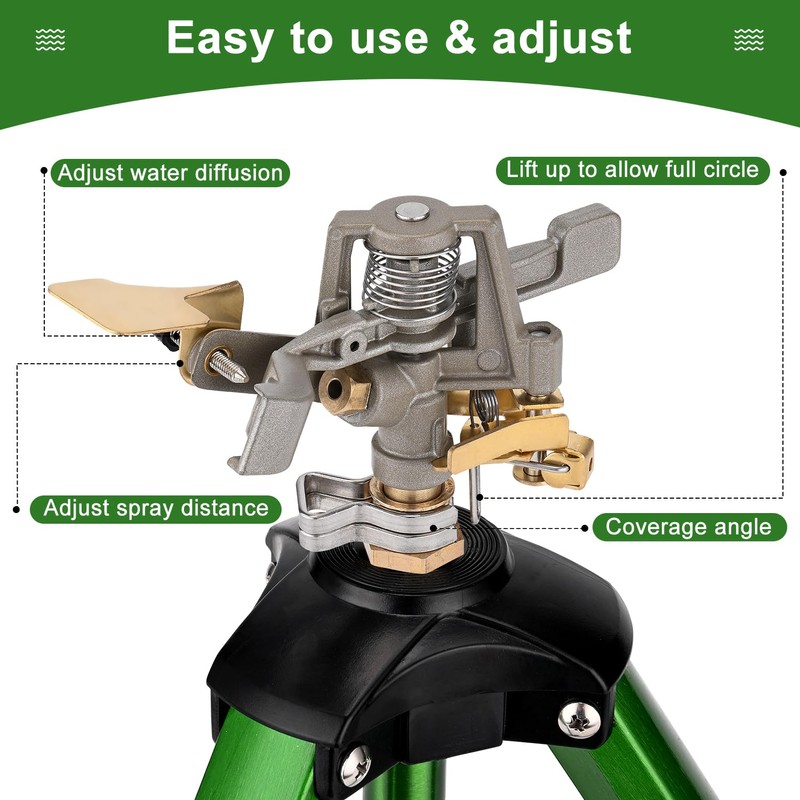 Keten Impact Sprinkler on Tripod Base, 2 Pack Lawn Sprinklers