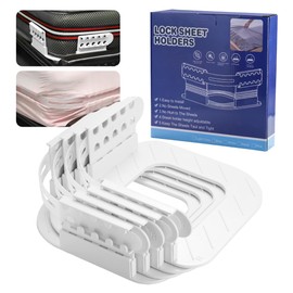 4PCS Bed Sheet Holder with Lock Strips, Heavy Duty Bed Sheet Fasteners Adjustable Height, Removable Fitted Sheet Corner Holders Keep Sheets Firm Tight Fits All Mattress, Bedding, Blankets