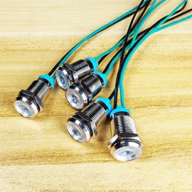 Gebildet 5pcs 10mm 3V-4.5V-5V-6V-7.5V-9VDC LED Metal Indicator Light Waterproof Signal Lamp Pilot Dash Directional Car Truck Boat with Wire(White)