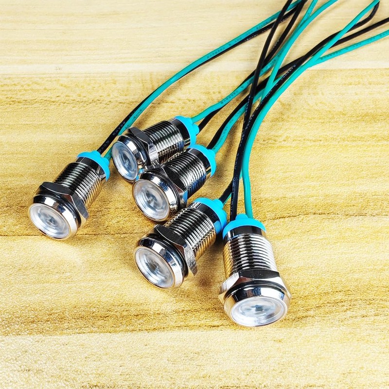 Gebildet 5pcs 10mm 3V-4.5V-5V-6V-7.5V-9VDC LED Metal Indicator Light Waterproof Signal