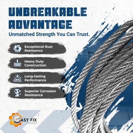 Garage Door Extension Spring Cable Wire for 7 ft Door – Safety Cables for Garage Door Extension Spring – 13' ft Long, 1/8" Thick, 7×19 Strands (2-Pack) – Corrosion-Resistant, Rust-Proof Wire, Durable