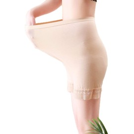 Gold Japan Women's Pants, Large Size, Spats, Crotch, Stretch, Lace, 3/4 Length, Short, beige