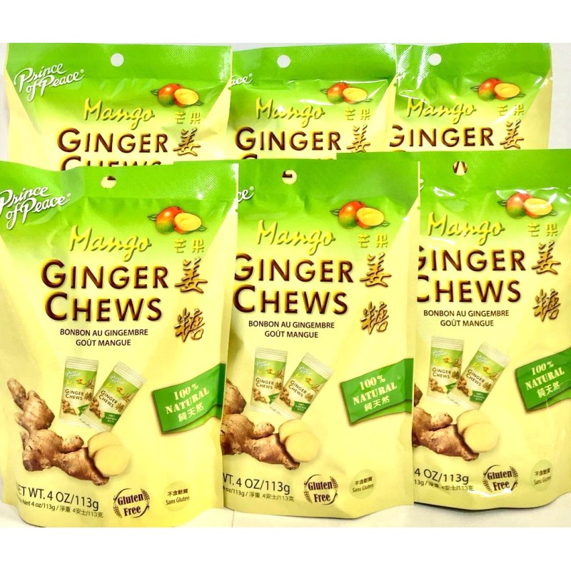 Prince of Peace Ginger Chews Candy with Mango 4oz( Pack