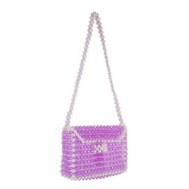 YUSHINY - Bolso de hombro transparente con cuentas de diamantes de acrílico para mujer, bolsa de mensaje brillante para niñas, Morado, Small