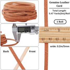 GORGECRAFT 5 m Genuine Leather Strip Cord, 5 mm Wide, Cowhide Leather, Rope, 1 mm Thick, Flat Leather Band, Braiding Thread for Bracelets, Jewellery Making, Collars, Guitar Belts, Boot Tip, DIY