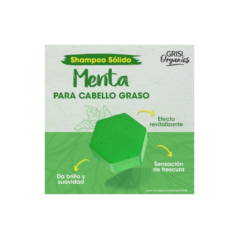 Shampoo Sólido con Menta para Cabello Graso, 75gr