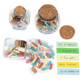 XHDAI Valentines Day Gift for Women,Capsule Letters Message in a Bottle Glass,Capsule Message Pills Love Letter Cute Gifts Ideas for Boyfriend Girlfriend. (Transparent 50PCS)